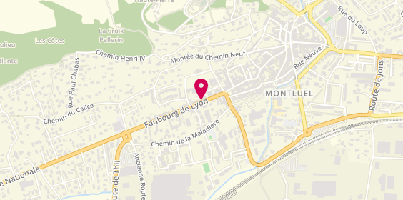 Plan de Agence intérim Synergie Montluel, 108 Faubourg de Lyon, 01120 Montluel