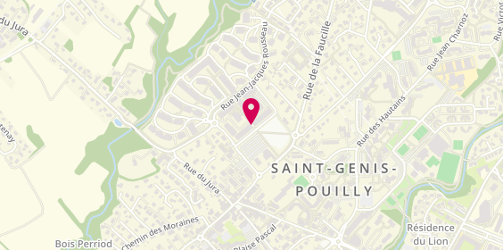 Plan de Agence intérim Synergie St Genis Pouilly, 87 place Jean Monnet, 01630 Saint-Genis-Pouilly