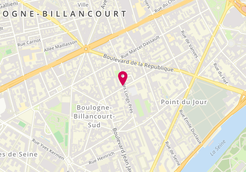 Plan de GLOBE INTÉRIM - Agence Boulogne-Billancourt, 84 Rue du Dôme, 92100 Boulogne-Billancourt