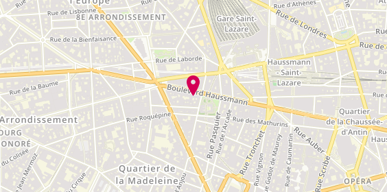 Plan de Euretudes Travail Temporaire, 77 Boulevard Haussmann, 75008 Paris